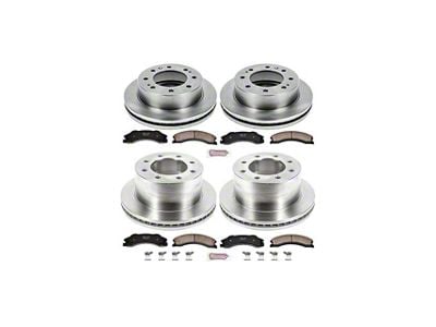 PowerStop OE Replacement 8-Lug Brake Rotor and Pad Kit; Front and Rear (2011 Sierra 3500 HD DRW)