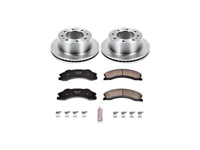 PowerStop OE Replacement 8-Lug Brake Rotor and Pad Kit; Front and Rear (11-15 Sierra 3500 HD DRW)