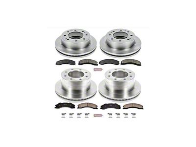 PowerStop OE Replacement 8-Lug Brake Rotor and Pad Kit; Front and Rear (12-15 Sierra 3500 HD DRW)