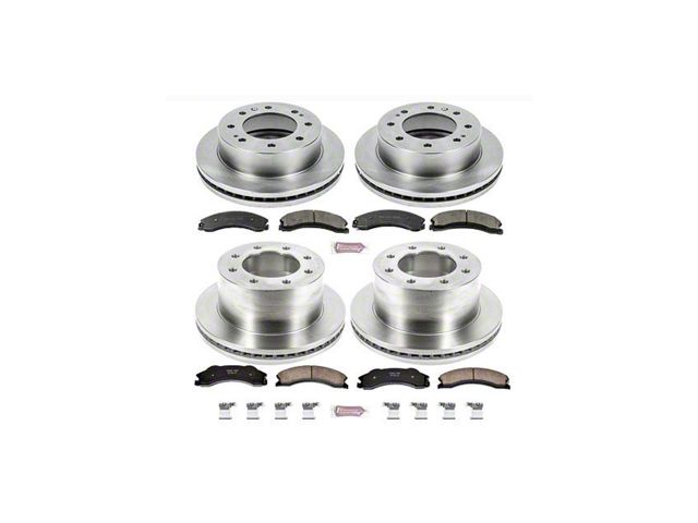 PowerStop OE Replacement 8-Lug Brake Rotor and Pad Kit; Front and Rear (12-15 Sierra 3500 HD DRW)