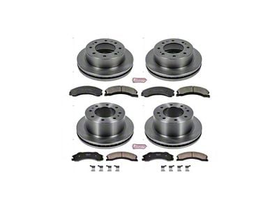 PowerStop OE Replacement 8-Lug Brake Rotor and Pad Kit; Front and Rear (12-15 Sierra 3500 HD SRW)