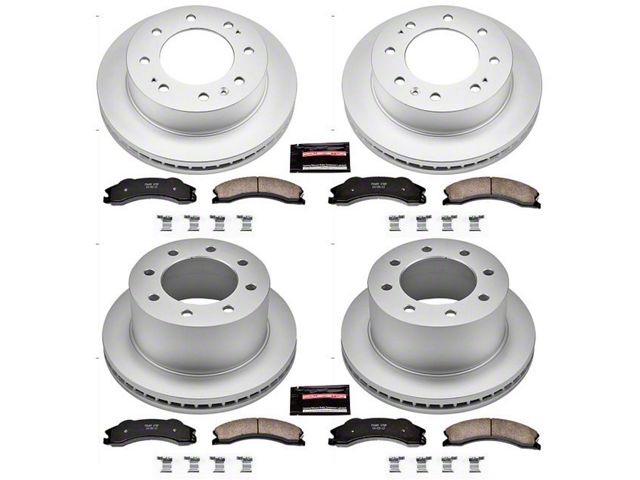 PowerStop Z17 Evolution Plus 8-Lug Brake Rotor and Pad Kit; Front and Rear (2011 Sierra 3500 HD DRW)
