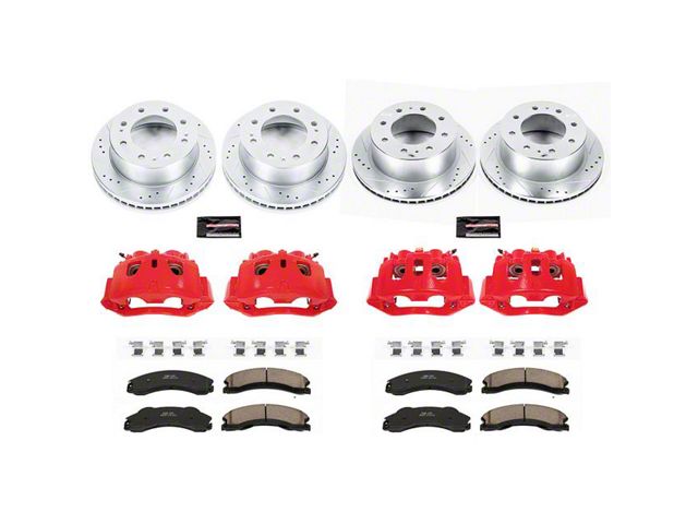PowerStop Z23 Evolution Sport 8-Lug Brake Rotor, Pad and Caliper Kit; Front and Rear (2011 Sierra 3500 HD SRW)