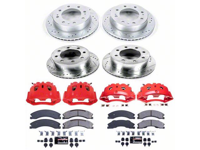 PowerStop Z23 Evolution Sport 8-Lug Brake Rotor, Pad and Caliper Kit; Front and Rear (12-15 Sierra 3500 HD DRW)