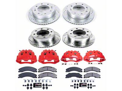 PowerStop Z23 Evolution Sport 8-Lug Brake Rotor, Pad and Caliper Kit; Front and Rear (12-15 Sierra 3500 HD DRW)