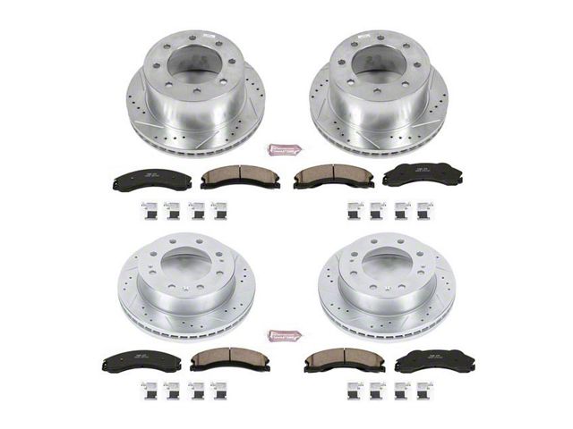 PowerStop Z23 Evolution Sport 8-Lug Brake Rotor and Pad Kit; Front and Rear (2011 Sierra 3500 HD DRW)