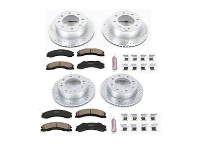 PowerStop Z23 Evolution Sport 8-Lug Brake Rotor and Pad Kit; Front and Rear (2011 Sierra 3500 HD SRW)