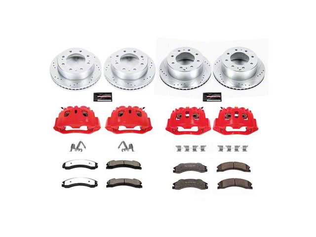 PowerStop Z36 Extreme Truck and Tow 8-Lug Brake Rotor, Pad and Caliper Kit; Front and Rear (12-15 Sierra 3500 HD SRW)