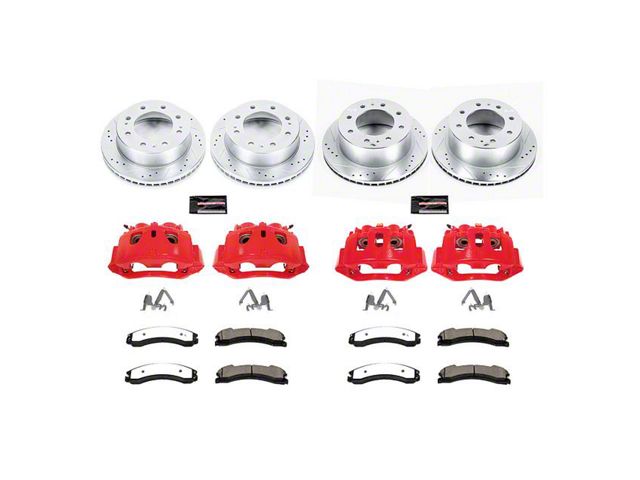 PowerStop Z36 Extreme Truck and Tow 8-Lug Brake Rotor, Pad and Caliper Kit; Front and Rear (16-19 Sierra 3500 HD SRW)