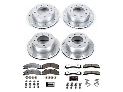 PowerStop Z36 Extreme Truck and Tow 8-Lug Brake Rotor and Pad Kit; Front and Rear (12-15 Sierra 3500 HD SRW)