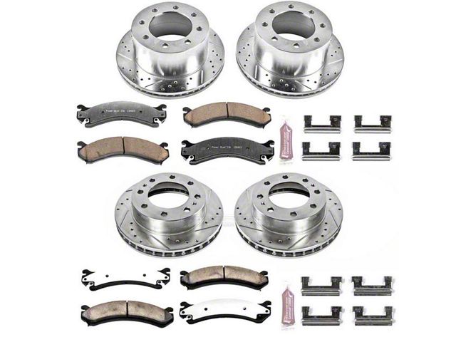 PowerStop Z36 Extreme Truck and Tow 8-Lug Brake Rotor and Pad Kit; Front and Rear (07-10 Sierra 3500 HD DRW)