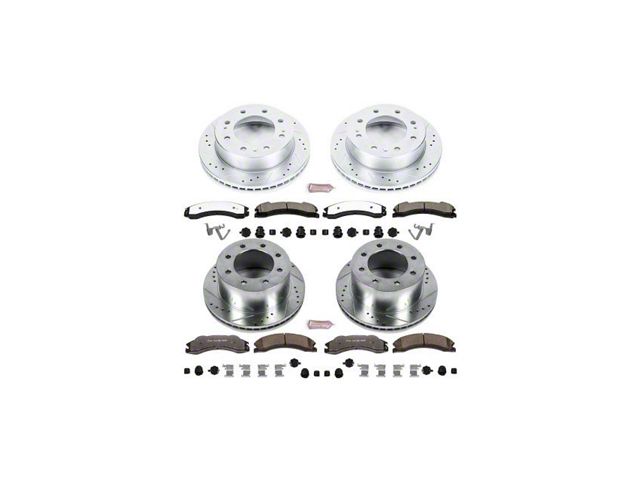 PowerStop Z36 Extreme Truck and Tow 8-Lug Brake Rotor and Pad Kit; Front and Rear (12-15 Sierra 3500 HD DRW)