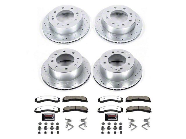 PowerStop Z36 Extreme Truck and Tow 8-Lug Brake Rotor and Pad Kit; Front and Rear (16-19 Sierra 3500 HD SRW)