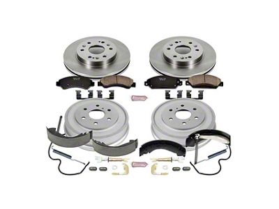 PowerStop OE Replacement 6-Lug Brake Rotor, Drum and Pad Kit; Front and Rear (05-06 Silverado 1500 w/ Rear Drum Brakes)