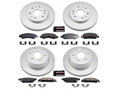 PowerStop Z17 Evolution Plus 6-Lug Brake Rotor and Pad Kit; Front and Rear (14-18 Silverado 1500)