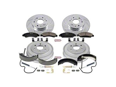 PowerStop Z23 Evolution Sport 6-Lug Brake Rotor, Drum and Pad Kit; Front and Rear (05-06 Silverado 1500 w/ Rear Drum Brakes)
