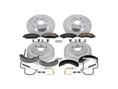 PowerStop Z23 Evolution Sport 6-Lug Brake Rotor, Drum and Pad Kit; Front and Rear (07-08 Silverado 1500 w/ Rear Drum Brakes)