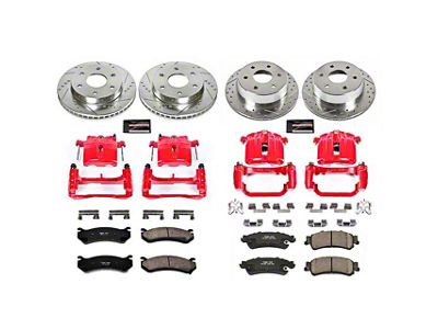 PowerStop Z23 Evolution Sport 6-Lug Brake Rotor, Pad and Caliper Kit; Front and Rear (03-06 Silverado 1500 w/ Single Piston Rear Calipers)