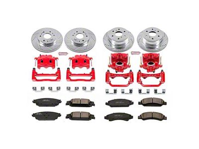 PowerStop Z23 Evolution Sport 6-Lug Brake Rotor, Pad and Caliper Kit; Front and Rear (14-18 Silverado 1500)