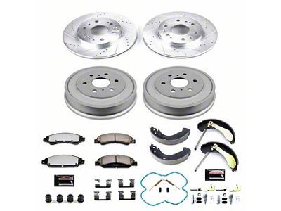 PowerStop Z36 Extreme Truck and Tow 6-Lug Brake Rotor, Drum and Pad Kit; Front and Rear (05-06 Silverado 1500 w/ Rear Drum Brakes)