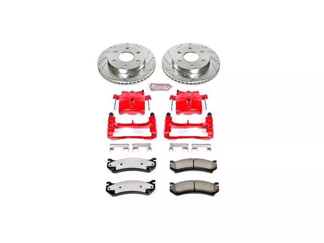 PowerStop Z36 Extreme Truck and Tow 6-Lug Brake Rotor, Pad and Caliper Kit; Front (99-06 Silverado 1500 w/o Rear Drum Brakes)