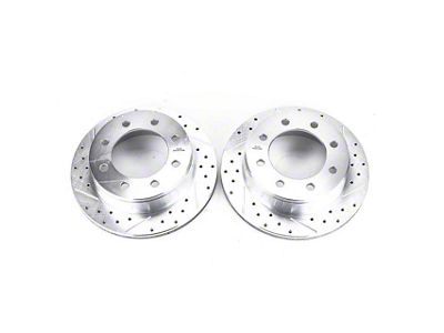 PowerStop Evolution Cross-Drilled and Slotted 8-Lug Rotors; Rear Pair (07-10 Silverado 2500 HD)