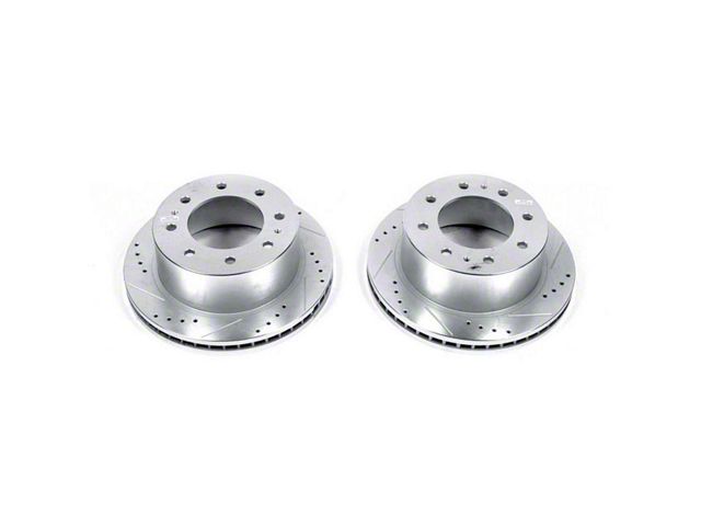 PowerStop Evolution Cross-Drilled and Slotted 8-Lug Rotors; Rear Pair (11-24 Silverado 2500 HD)