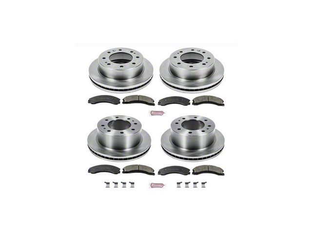 PowerStop OE Replacement 8-Lug Brake Rotor and Pad Kit; Front and Rear (15-19 Silverado 2500 HD)