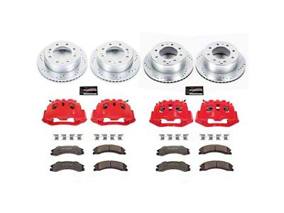 PowerStop Z36 Extreme Truck and Tow 8-Lug Brake Rotor, Pad and Caliper Kit; Front and Rear (2011 Silverado 2500 HD)