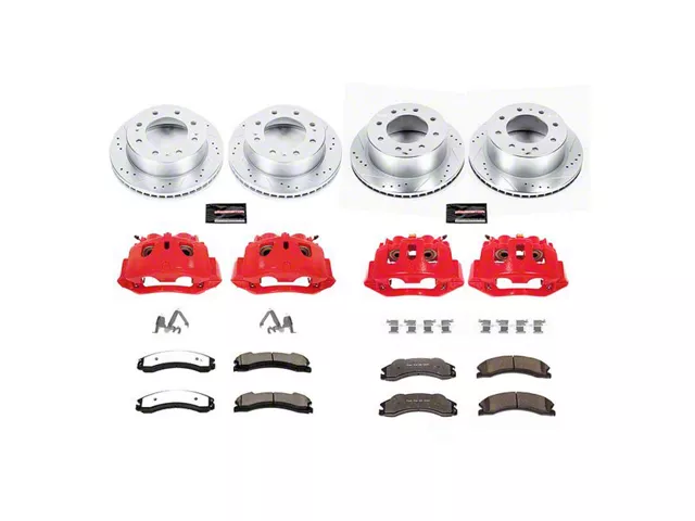 PowerStop Z36 Extreme Truck and Tow 8-Lug Brake Rotor, Pad and Caliper Kit; Front and Rear (12-14 Silverado 2500 HD)