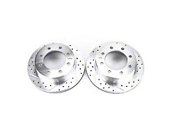 PowerStop Evolution Cross-Drilled and Slotted 8-Lug Rotors; Rear Pair (04-10 Silverado 3500 HD SRW)