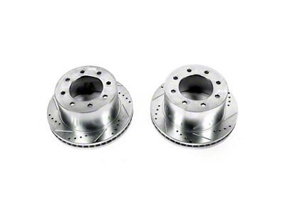 PowerStop Evolution Cross-Drilled and Slotted 8-Lug Rotors; Rear Pair (11-19 Silverado 3500 HD DRW)