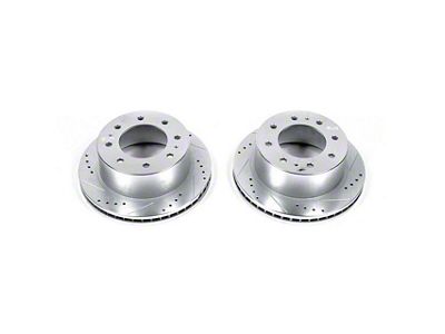 PowerStop Evolution Cross-Drilled and Slotted 8-Lug Rotors; Rear Pair (11-25 Silverado 3500 HD SRW)