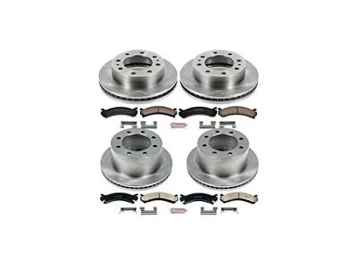 PowerStop OE Replacement 8-Lug Brake Rotor and Pad Kit; Front and Rear (01-10 Silverado 3500 HD DRW)