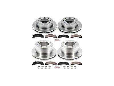 PowerStop OE Replacement 8-Lug Brake Rotor and Pad Kit; Front and Rear (2011 Silverado 3500 HD DRW)