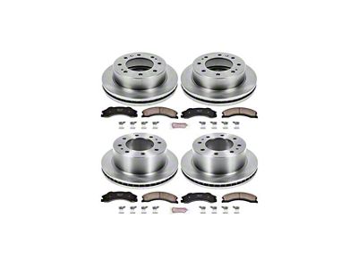 PowerStop OE Replacement 8-Lug Brake Rotor and Pad Kit; Front and Rear (2011 Silverado 3500 HD SRW)