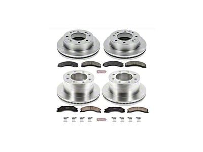 PowerStop OE Replacement 8-Lug Brake Rotor and Pad Kit; Front and Rear (12-19 Silverado 3500 HD DRW)