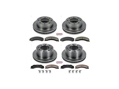 PowerStop OE Replacement 8-Lug Brake Rotor and Pad Kit; Front and Rear (12-19 Silverado 3500 HD SRW)