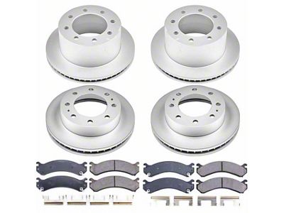 PowerStop Z17 Evolution Plus 8-Lug Brake Rotor and Pad Kit; Front and Rear (01-10 Silverado 3500 HD DRW)
