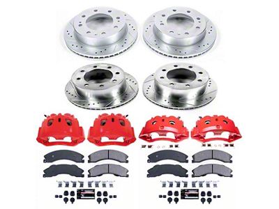 PowerStop Z23 Evolution Sport 8-Lug Brake Rotor, Pad and Caliper Kit; Front and Rear (2011 Silverado 3500 HD DRW)