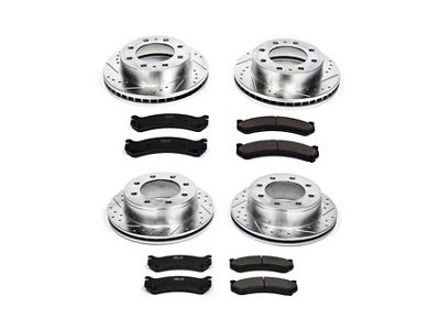PowerStop Z23 Evolution Sport 8-Lug Brake Rotor and Pad Kit; Front and Rear (04-10 Silverado 3500 HD SRW)