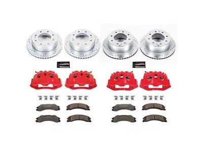 PowerStop Z36 Extreme Truck and Tow 8-Lug Brake Rotor, Pad and Caliper Kit; Front and Rear (2011 Silverado 3500 HD SRW)