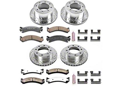 PowerStop Z36 Extreme Truck and Tow 8-Lug Brake Rotor and Pad Kit; Front and Rear (01-10 Silverado 3500 HD DRW)