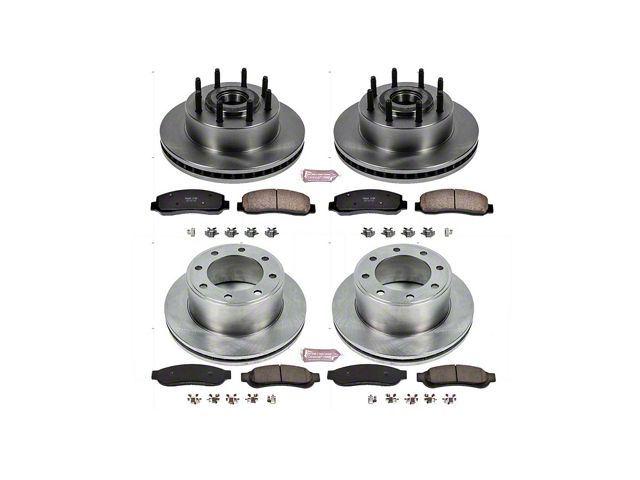 PowerStop OE Replacement 8-Lug Brake Rotor and Pad Kit; Front and Rear (2011 2WD F-250 Super Duty)
