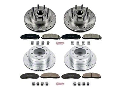 PowerStop Z23 Evolution Sport 8-Lug Brake Rotor and Pad Kit; Front and Rear (12-22 2WD F-250 Super Duty)