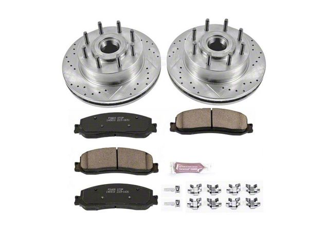 PowerStop Z23 Evolution Sport 8-Lug Brake Rotor and Pad Kit; Front (12-22 2WD F-250 Super Duty)