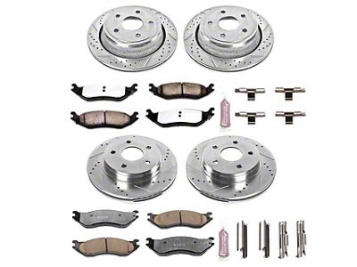 PowerStop Z36 Extreme Truck and Tow 5-Lug Brake Rotor and Pad Kit; Front and Rear (02-18 RAM 1500, Excluding 05-06 SRT-10)