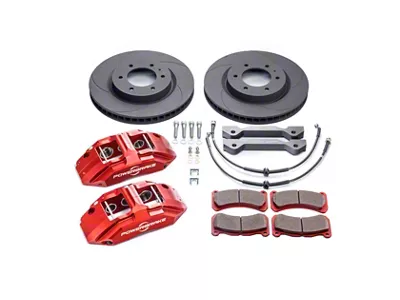 Powerbrake X-Line 6-Piston Front Big Brake Kit with 13.70-Inch Slotted Rotors; Red Calipers (19-23 2.3L EcoBoost Ranger)