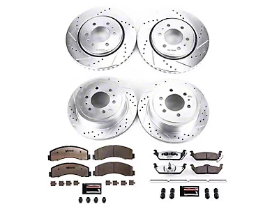 Front & Rear Drilled/Slotted Brake Rotors With Ceramic Pads For 2015-2022 F-150 W/ Electric Parking Brake - Approved Performance
