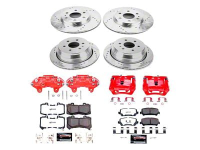PowerStop Z36 Extreme Truck and Tow 6-Lug Brake Rotor, Pad and Caliper Kit; Front and Rear (15-20 Canyon)